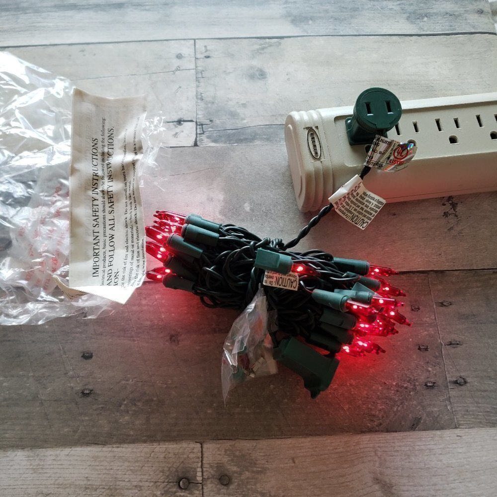 Unused Red Fairy Light String end to end